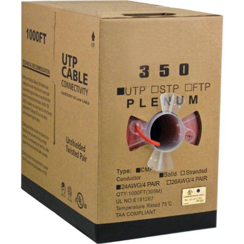 UTP 305 M Bulk Ethernet Cable 8C Solid Bare Copper UL -CSA Gray 350 MHz Cat5e 24AWG 